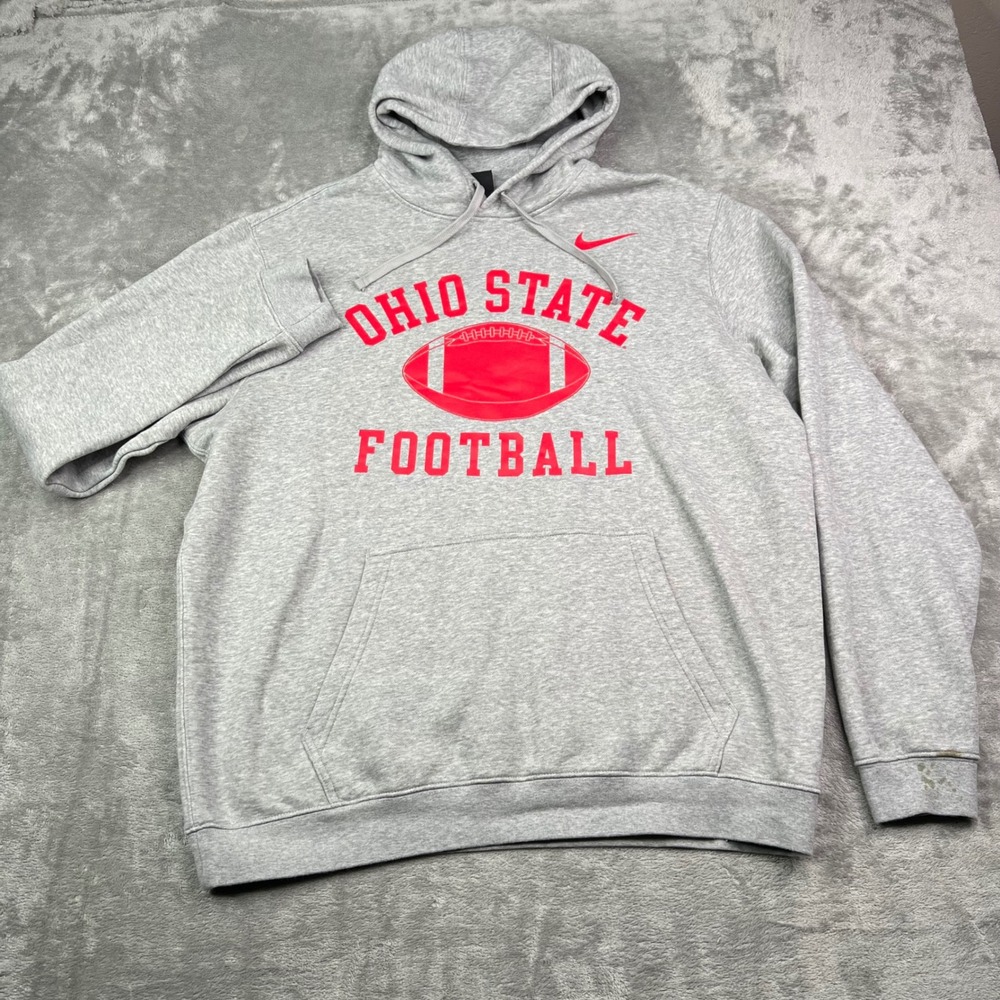Nike Ohio State Football Hoodie Mens XL Gray Heather Graphic Fleece Pullover - Picture 2 of 10